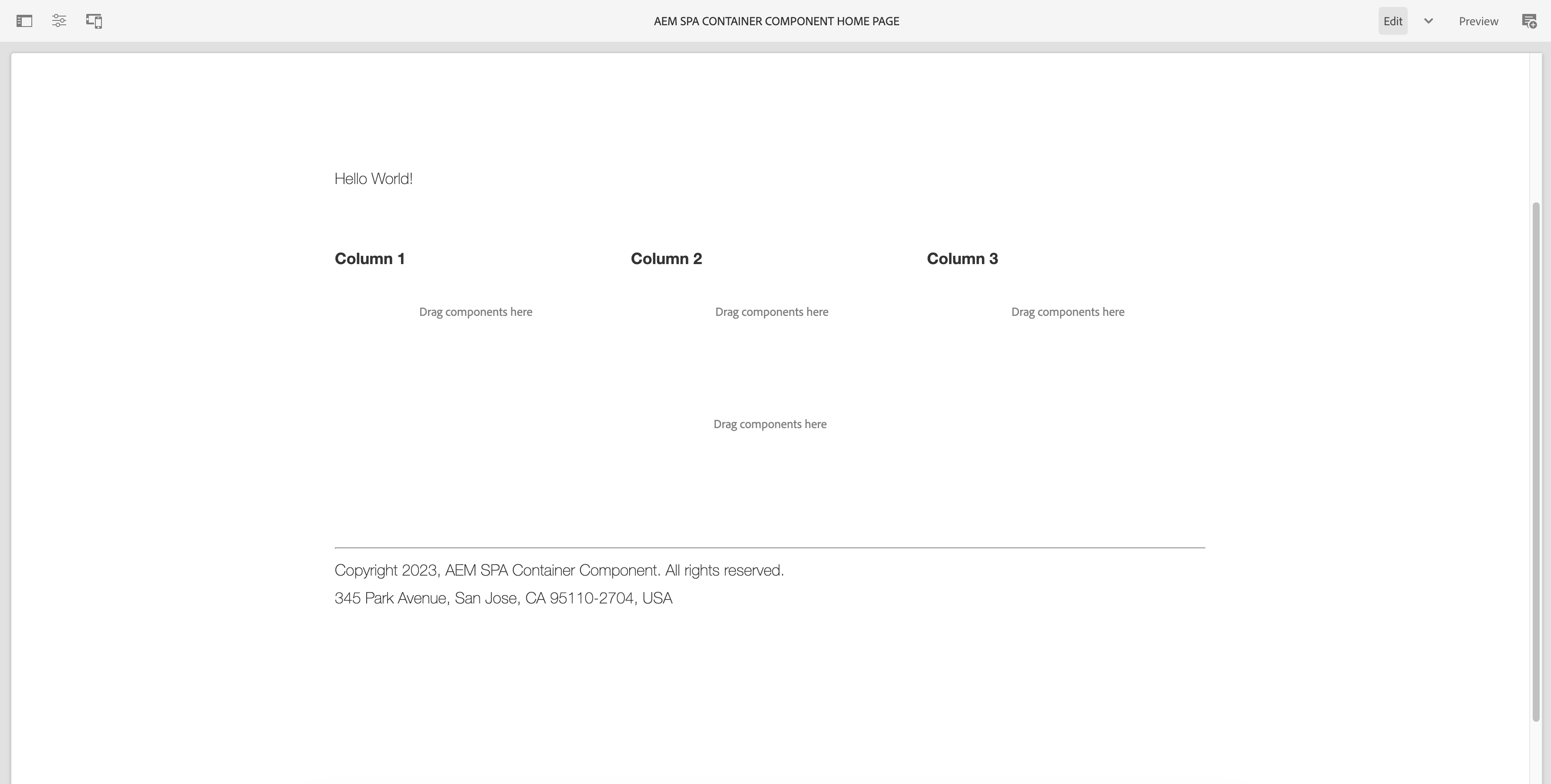 Implementing a container component column control in aem spa react